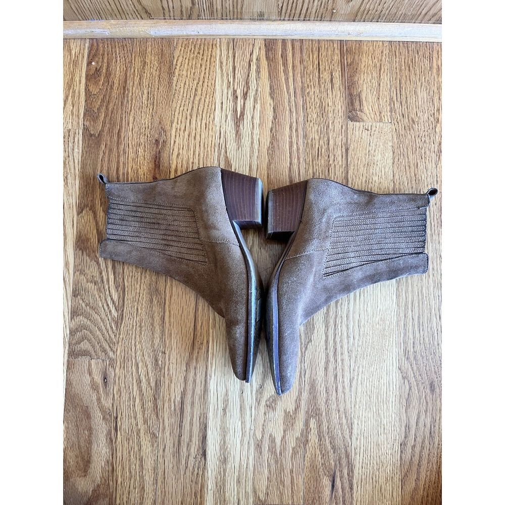 Sandro Leather Suede ankle boots Brown with elastic Size 36 Round Toe Block Heel - Picture 7 of 11